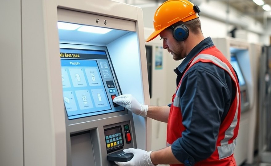 Self-service terminal in operation at a branch