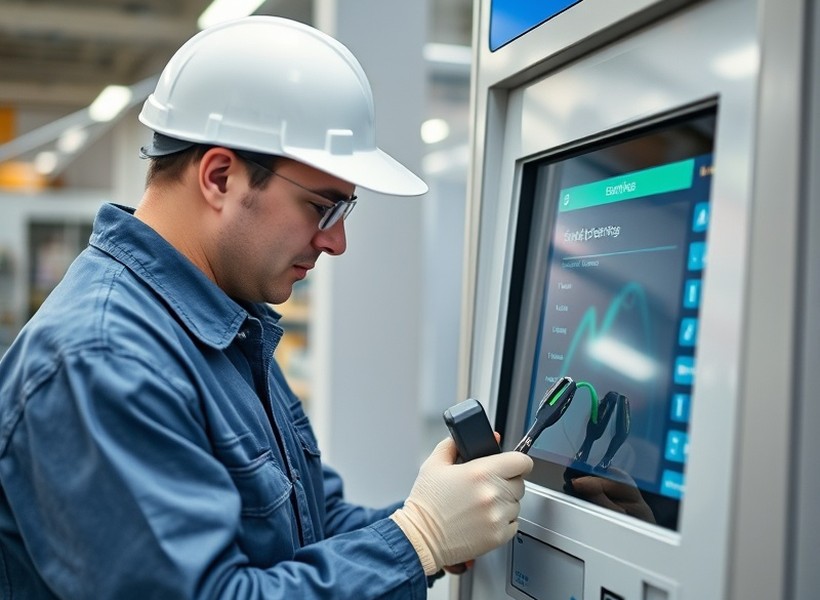 Self-service terminal in operation at a branch